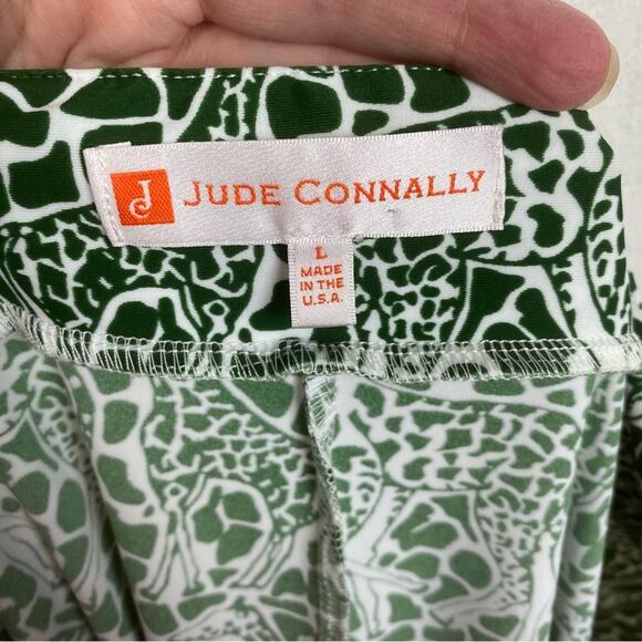 Jude Connally Green Giraffe Print Knit Cropped Pants Sz.L - Picture 5 of 11